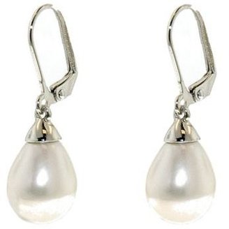 Finesse Teardrop pearl & rhodium leverback earrings
