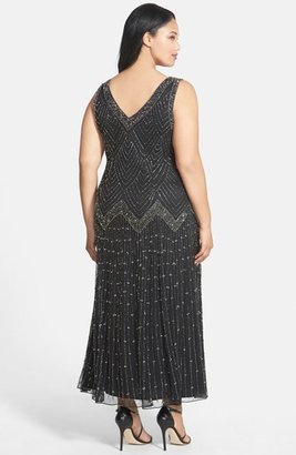 Pisarro Nights Embellished Double V-Neck Gown (Plus Size)