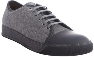 Lanvin grey and black canvas leather cap toe sneakers