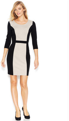 Kensie Long-Sleeve Colorblocked Ponte-Knit Dress (Only at Macy's)
