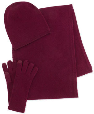 Sofia Cashmere Slouchy Cashmere Hat, Gloves & Scarf, Plum