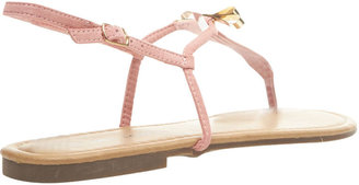 Wet Seal Gold Bow T-Strap Sandals