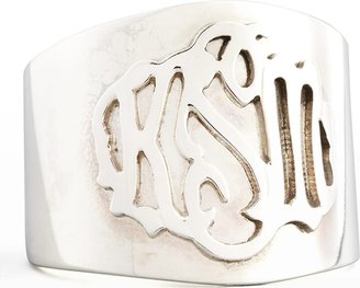 Moon and Lola Monogram Script-Lettered Silver Cigar Ring
