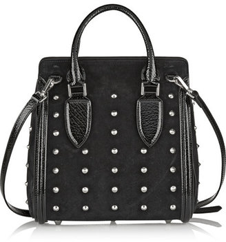 Alexander McQueen The Heroine small studded suede and patent-leather shoulder bag