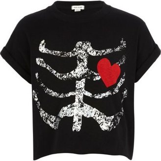 River Island Girls black Halloween x-ray crop t-shirt