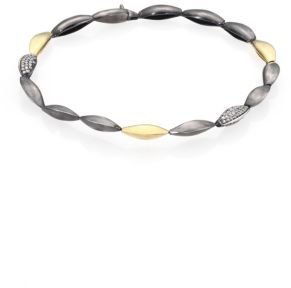 Alexis Bittar Fine Diamond, 18K Yellow Gold & Blackened Sterling Silver Marquis-Link Tennis Bracelet