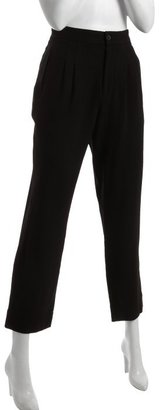 Marc by Marc Jacobs black wool woven pleated straight leg 'Gloria' pants