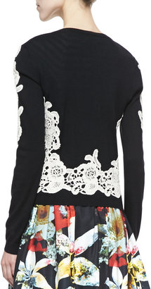 Alice + Olivia Cherrie Embroidered Lace Cardigan