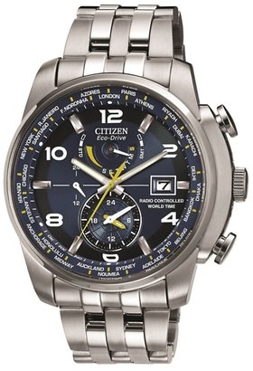 Citizen Men's world time silver watch at9010-52l