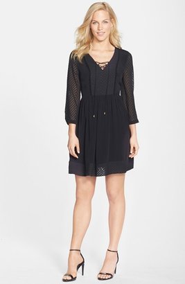 Jessica Simpson Embroidered Chiffon Fit & Flare Dress