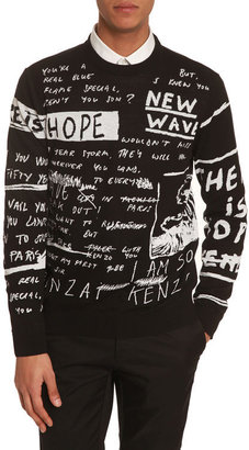 Kenzo Scribble All-over Print Black Sweater