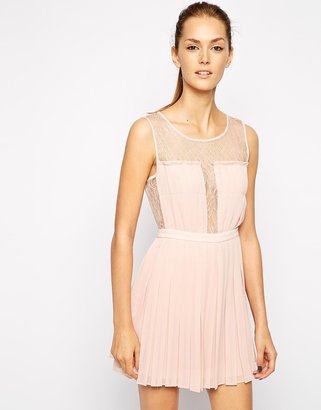 BCBGeneration Pleated Dress with Lace Detail - Rose smoke