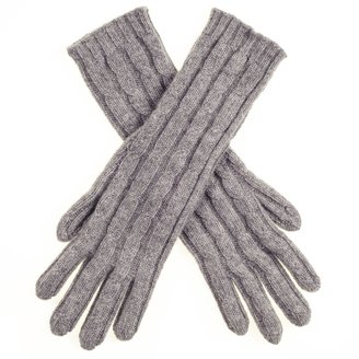 Black Grey Mid Length Cable Knit Cashmere Gloves