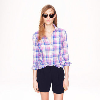 J.Crew Crinkle boy shirt in orchid plaid