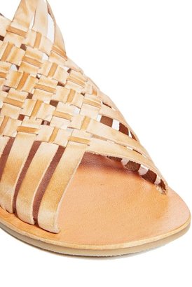 London Rebel Interweave Detail Leather Flat Sandal