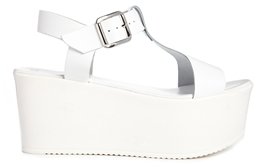 ASOS HARVEST Leather T-Bar Flatform Sandals - White