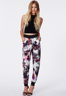 Missguided Cally Floral Print Scuba Joggers