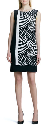 Magaschoni Zebra-Print Colorblock Dress