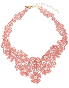 ASOS Faux Pearl Bib Choker Necklace - Pink