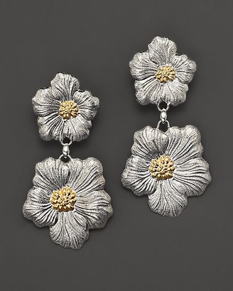 Buccellati Blossom" 1 Small 1 Medium Blossom Flower Pendant Earrings with Gold Accents