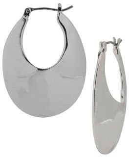 Robert Lee Morris SOHO Silver-Tone Hammered Oval Hoop Earrings