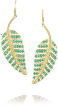 Jennifer Meyer 18-karat gold turquoise leaf earrings
