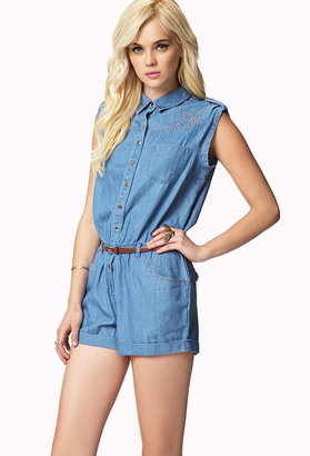 Forever 21 Western Chambray Romper