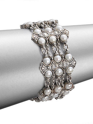 Konstantino Cultured Pearl and Sterling Silver 3-Row Bracelet