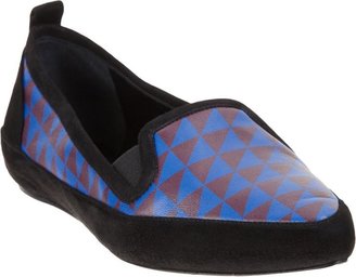 Proenza Schouler Triangle-Print Combo Loafer-Blue