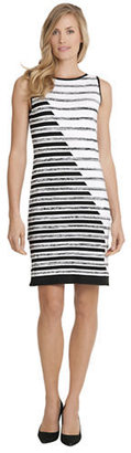 Joan Vass Sleeveless Sliced Stripe Dress