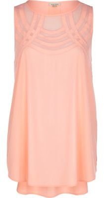 River Island Coral curved mesh panel shell top