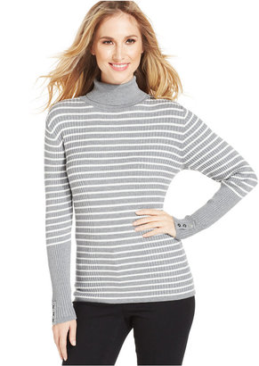 Style&Co. Striped Turtleneck Sweater