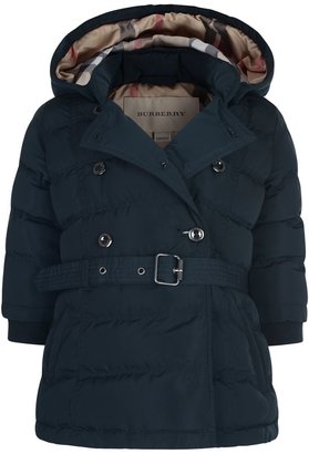 Burberry Baby Girls Navy Puffer Jacket With Detachable Hood
