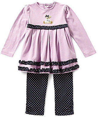 Hartstrings 12-24 Months Long-Sleeve Teddy Bear Knit Top & Dotted Pant Set