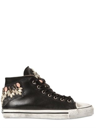 Dioniso Black Embellished Leather High Top Sneakers