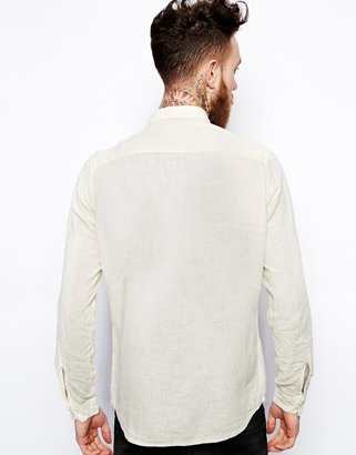 ASOS Western Shirt In Linen Mix With Long Sleeves