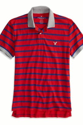 American Eagle Outfitters Autumn Cherry Factory Jersey Striped Polo