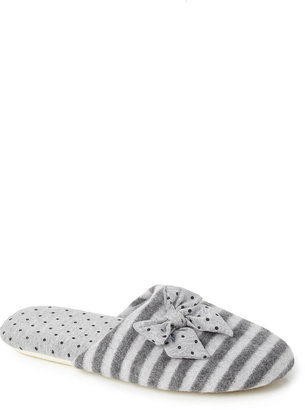Grey Spot and Stripe Contrast Padder Slippers