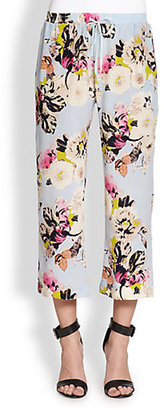 Kelly Silk Cropped Floral-Print Pants