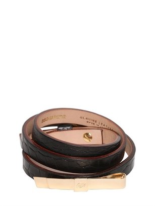 DSquared 1090 10mm Embossed Leather Belt With Bow
