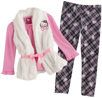 Hello Kitty faux fur vest, top & leggings set - toddler