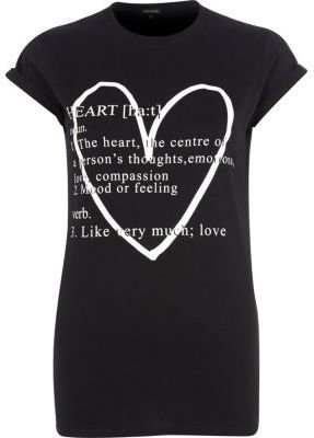River Island Black heart definition print fitted t-shirt