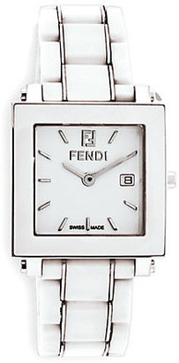 Fendi Quadro Square Ceramic & Stainless Steel Bracelet Watch
