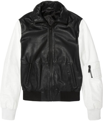 Karl Lagerfeld Paris Aury two-tone leather biker jacket