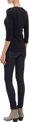 Barneys New York Micro-Knit Three-Quarter-Length Sleeve T-Shirt-Black
