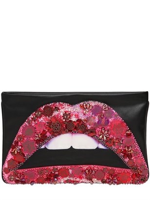 Manish Arora Lips Embellished Leather Pouch