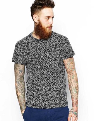 Universal Works T-Shirt in Floral Print - Blue