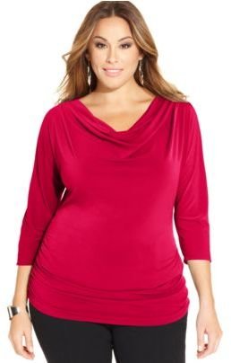 NY Collection Plus Size Three-Quarter-Sleeve Top