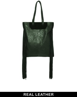 ASOS Leather Fringe Shopper Bag