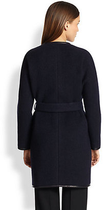 Martin Grant Leather-Trimmed Wrap Coat